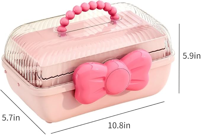 Cute Hair Accessories Organizer 3-Layers Kids Jewelry Storage Box Plastic Hair Accessories holder for Girls (Purple, 10.8 x 5.7 x 5.9 Inch)