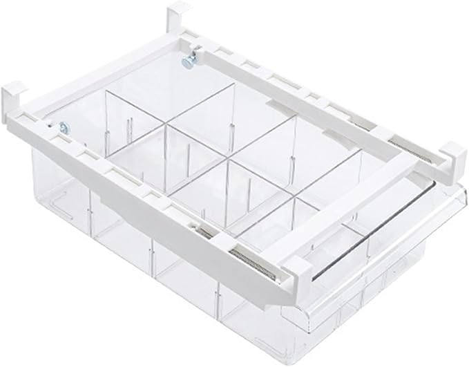Fridge Drawer Organizer, Refrigerator Organizer Bins, Pull Out with Handle, fridge drawer organizer for Deli Meat, Cheese, Produce and More, Stretchable and Deep Storage (White)