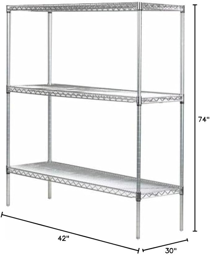 Omega 30" Deep x 42" Wide x 74" High 3 Tier Chrome Starter Shelving Unit