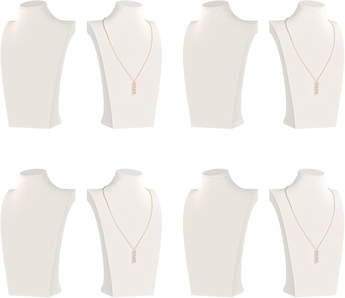 Necklace Bust Display Stand, Necklace Holder, Pendant Chain Necklace Organizer for Women (Beige Velvet, L 2PCS)