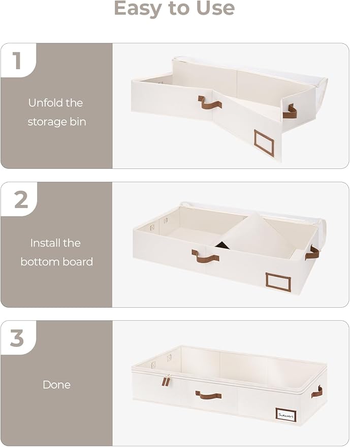 StorageWorks Extra Large Under Bed Storage Containers with Handles and Label Holder, 2 Pack Ultra-thick Fabric Underbed Bins, Closet Organizer for Clothes, Blankets, Sweater
