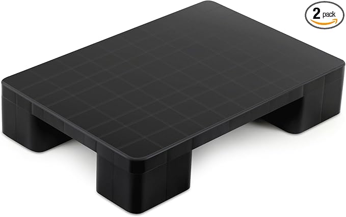 2 Pcs Plastic Pallet for Basement Storage Easy Stack Lightweight Floor Pallet Display Flooring Room Supermarket Christmas, Support up to 2000 Lbs (23'' L X 16'' W X 4.7'' H,Black)