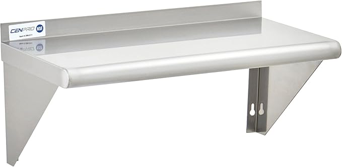 Commercial Wall Shelf - 300 lb. Weight Capacity, 36" W x 15" D, NSF Solid, Stainless Steel (29N-019)