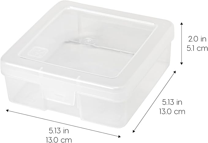 IRIS USA Pencil Case Box Storage Container for Organizing with Snap Lid, 10-Pack, Big Capacity Stackable Plastic Pen Pouch for Craft Hobby Art Supplies Journaling Stationery Sticker, Clear, Small
