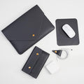 PU Leather Laptop Sleeve 13 Inch Compatible for 2024 13inch MacBook Air M3,13 MacBook Pro M2, Surface Pro 3 4 5 6 7, Dell XPS 13 with Small Pouch, Mouse Pad and Cord Organizer Color Dark Grey