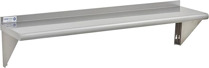 Commercial Wall Shelf - 285 lb. Weight Capacity, 60" W x 12" D, NSF Solid, Stainless Steel (29N-014)