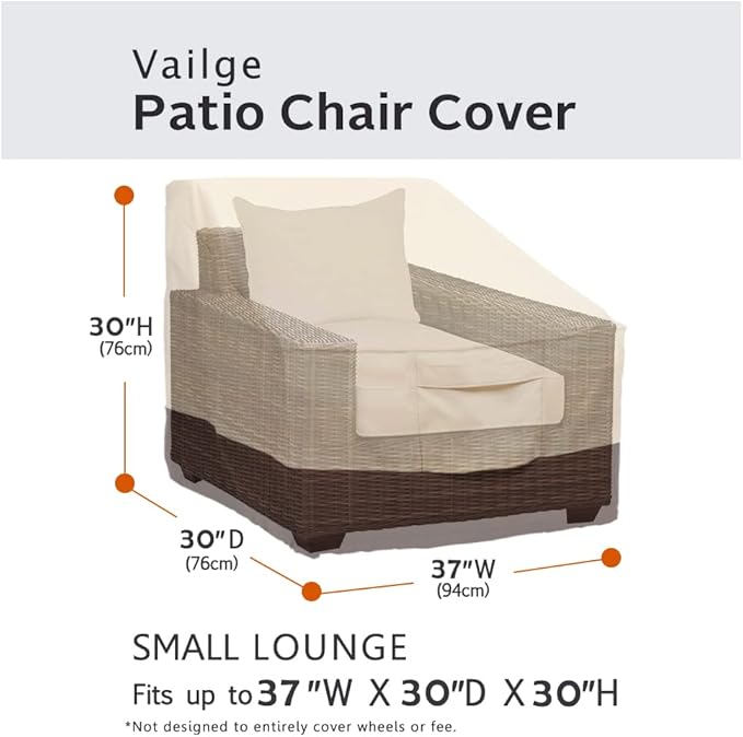 Vailge Patio Chair Covers, Lounge Deep Seat Cover, Heavy Duty and Waterproof Outdoor Lawn Patio Furniture Covers (Small, Beige & Brown)