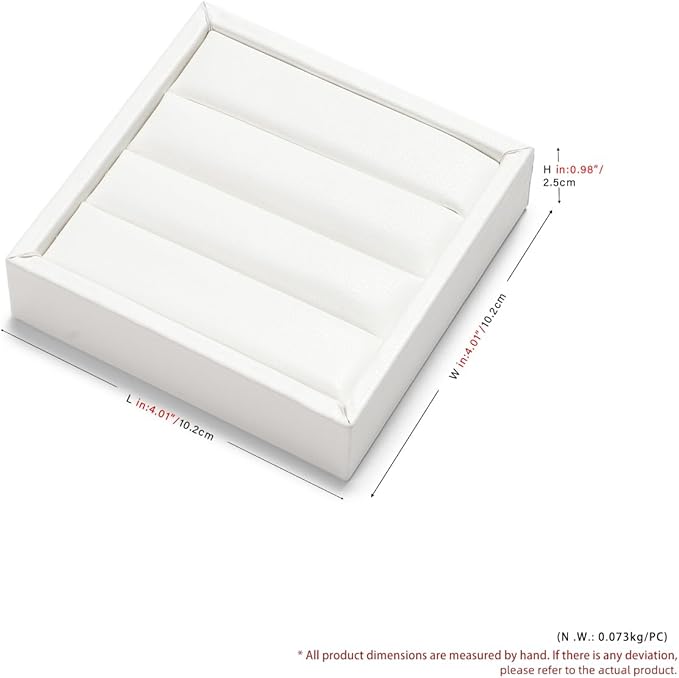 White PU Leather 3-Slots Jewelry Ring Display Tray Showcase Small Jewelry Display Organizer Tray for Rings(S)