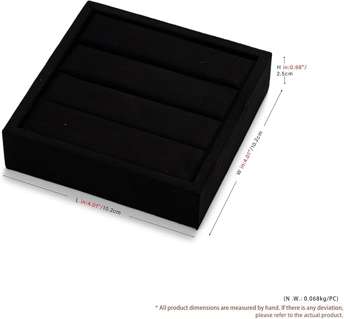 Oirlv 3 Slots Velvet Small Ring Organizer Earrings Trays Showcase Display Storage Insert Holder for Jewelry Box, Drawer, Dresser(Black,S)