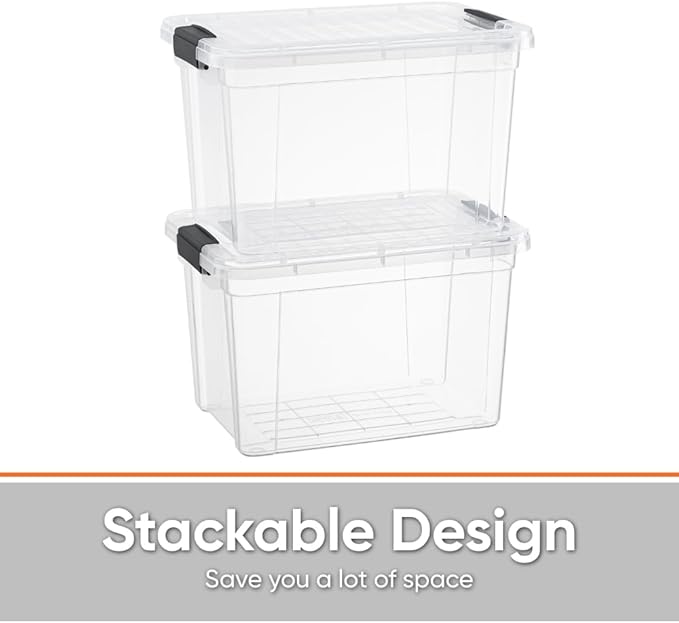 Superio Storage Bins with Lids- 8 Pack, 2.5 Qt Clear Boxes for Organizing, Stackable Plastic Containers- BPA Free, Non-Toxic, Odor Free, Organizer for Home, Office, Dorm