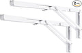 YUMORE White Folding Shelf Brackets, 20 Inch Heavy Duty L Bracket, DIY Collapsible Shelf Bracket for Workbench Folding Table Hinge, Max Load: 330lb, 2 Pack