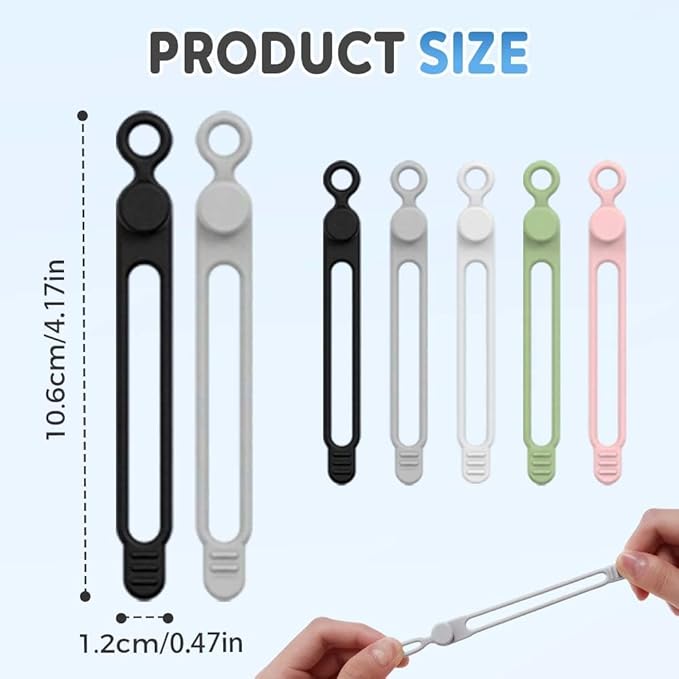 Data Cable Organizer,Multicolor Silicone Cable Ties,Reusable Cable Management Organizers,Multipurpose Elastic Cord Organizer For Bundling Earphone/Phone Charger/Computer Cords (20PCS)