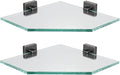 JQK Corner Glass Shelf, Oil Rubbed Bronze Bathroom 304 Stainless Steel Shower Triangle Floating Wall Shelf, 10 x 10 Tempered Glass, 2 Pack, TGS290L10-ORB-P2