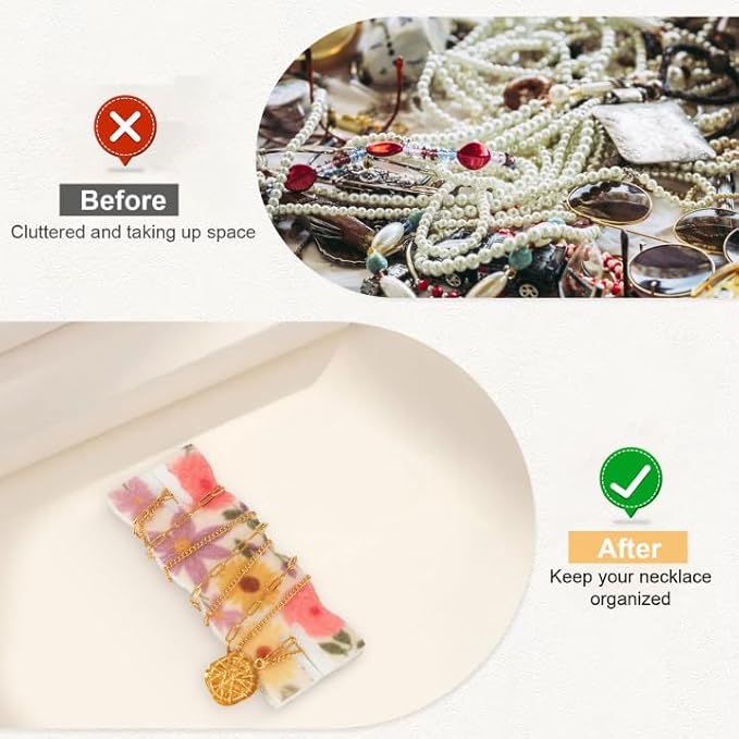 10pcs Tangle-Free Jewelry Organizer, Universal Necklace Display Card Holder, Portable Reusable Necklaces Containers Travel Organizer (Flower)