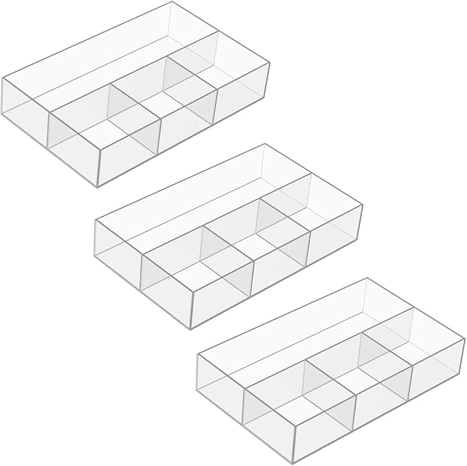 JessLab Acrylic Makeup Organizers, 3-Pack Bathroom Organizer for Drawer, Cosmetic Display Cases for Vanity, Countertop, Desk, Kitchen, and Cabinet Storage