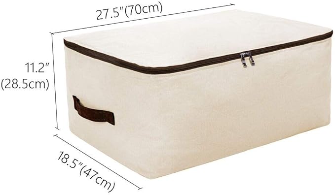 Pack of 2, 27.5 * 19.7 * 11",100% Cotton Breathable Soft Big Storage Bags for King/Queen Size Blankets, Duvets, Pillows, Sweaters, Down Jackets in Wardrobe Closet