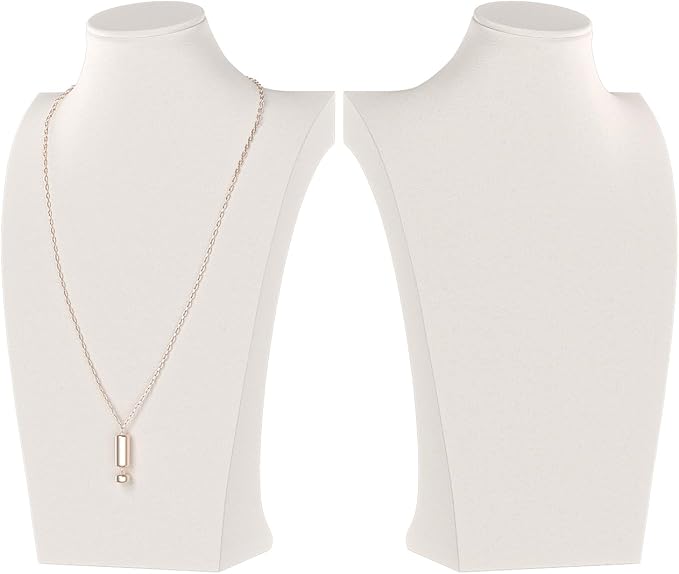 Necklace Bust Display Stand, Necklace Holder, Pendant Chain Necklace Organizer for Women (Beige Velvet, S 2PCS)