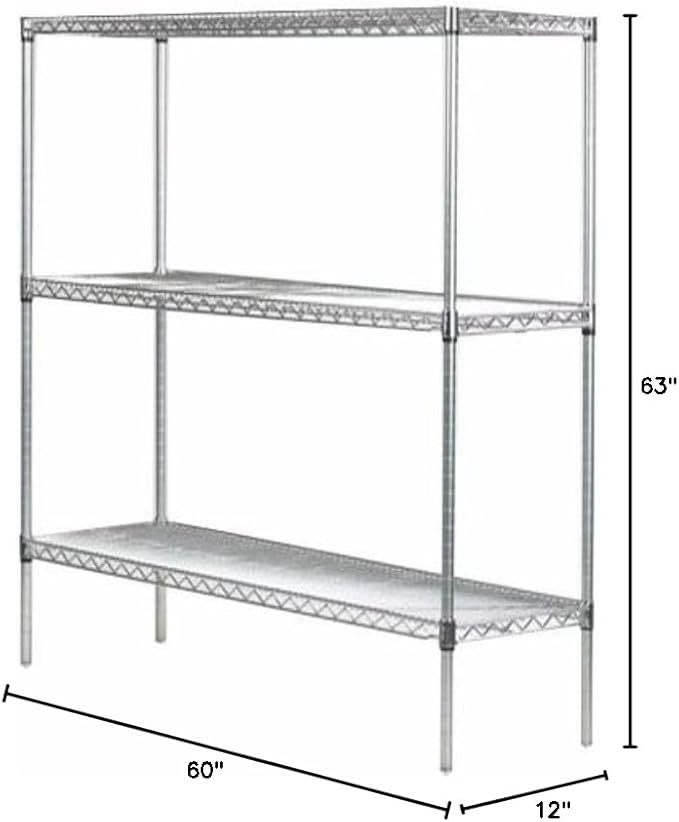 Omega 12" Deep x 60" Wide x 63" High 3 Tier Gray Starter Shelving Unit