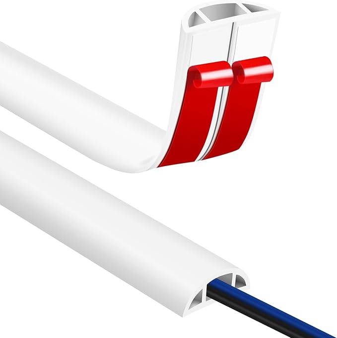 Floor Cord Covers for Wires 20FT Cable Hider Wire Coverr Self Adhesive Cord Hider Floor for Offices, Homes, Workshops, Warehouses Cable Cavity 0.47" W x 0.27" H