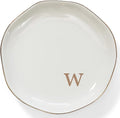 HOME SMILE Initials Ring Dish Jewery Tray with Personalized W-Monogrammed Engagement Wedding Gifts for Friends,Sister,Birthday Christmas Gifts for Women,Ceramic White