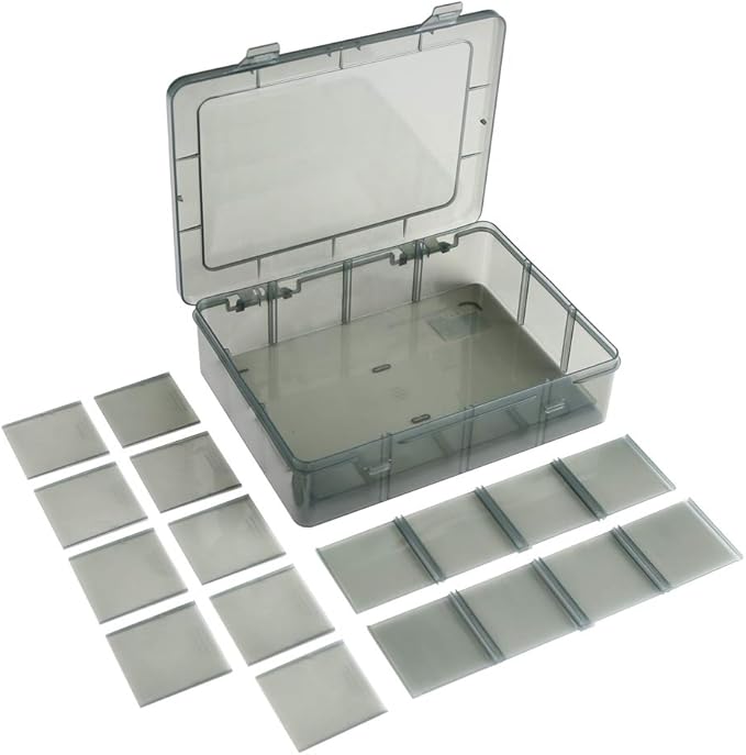 12 Girds Large Plastic Craft Storage Containers, Compartment Storage Container, Parts Storage Box with Adjustable Dividers for Sewing Arts, Washi Tape Batteries Electronics Parts and more
