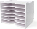 SONGWAY File Organizer for Desk - 7 Tier Wide Document Holder, Letter Mail Tray Storage Rack, A4 Paper Storage Holder, Desktop Organizer for Home Office School, White