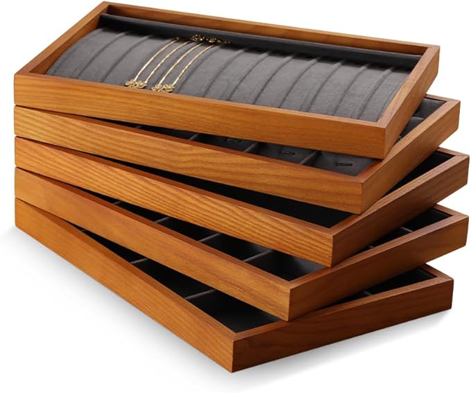 Jewelry Drawer Organizer, Wood Stackable Jewelry Trays,White Bracelet Storage,Premium Jewelry Tray For Watch,Bangle