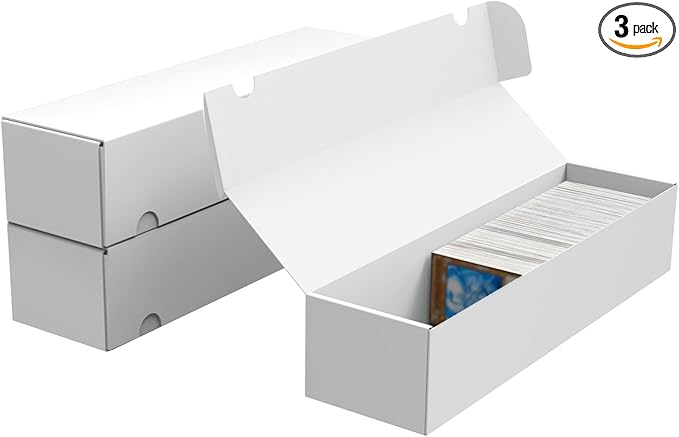 Trading Card Storage Box, 3-Pack 1100 Count White Corrugated Cardboard Bulk Sports Storage Box for TCG/Magic/Mtg Basketball Cards, Collectible Trading Cards