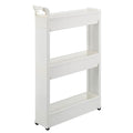 Miles Kimball Slim Storage Cart with 3 Baskets/Shelves and Rolling Casters for Kitchen, Laundry, and Small Space Storage, Durable Plastic - Measures 21" Long x 5" Wide x 28 1/4" High