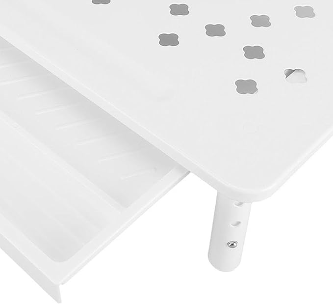 Computer Monitor Stand Riser, Adjustable Height Ergonomic Metal Laptop Stand with Drawer and Ventilation Holes, for Desk Storage Organizer Underneath 20KG Capacity (White)
