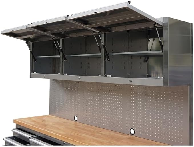 2 Pack - 72" Stainless Steel Rolling Tool Chest with 15 Drawers + 3 Upper Cabinets, Assembled Tool Box, Large Mobile Workbench, Lockable Storage Cabinet with Wheels for Garage Workshop (2 × HTC7218W1)