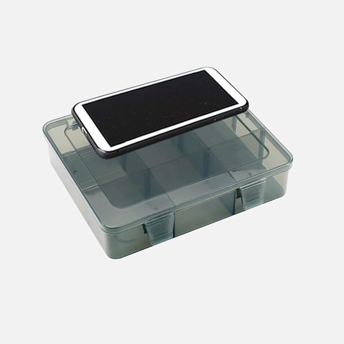 2 Pack Plastic Storage Organizer Box, Storage Container, Jewelry Organizer, Parts Storage Box with Dividers for Crafts, Beads, Buttons, Ornaments, Metal Parts(9 Grids 2 Pack)