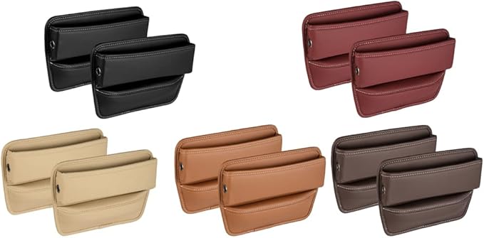 Riloer Car Organizers for Gap Leather Waterproof Car Seat Gap Fillers for Cars, Suvs, Trucks, Front Seat Gap Fillers for Phones, Keys, Cards, Glasses, Red