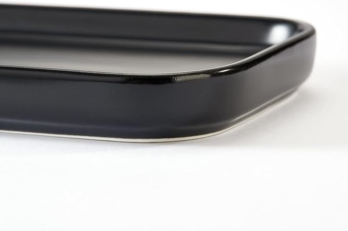 Ceramic Bathroom Tray,Kitchen Sink Organizer Tray,Cosmetics Holder (Black)