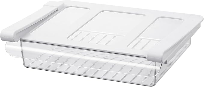 Pull-Out Fridge Drawer Organizer - Under Shelf Storage Bins for Refrigerator Organization for Fruits Vegetables, Cheese & Deli (Flat & Narrow)