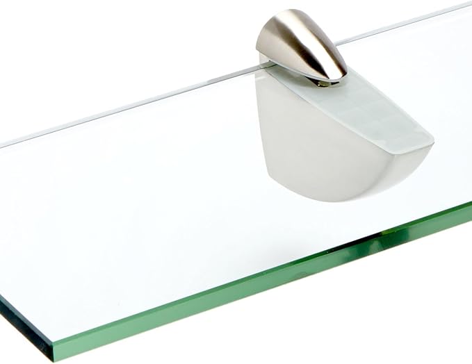 Spancraft Glass O-10x48-Brushed Steel Oriole Glass Shelf, Brushed Steel, 10" x 48"