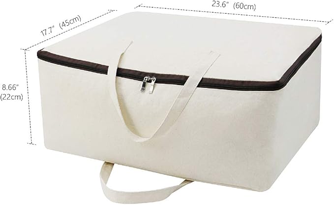 AMJ Set of 2, Storage Bags with 3-Side Zip Open & Handles, House Move or Winter Garment Storage in Wardrobe, Beige