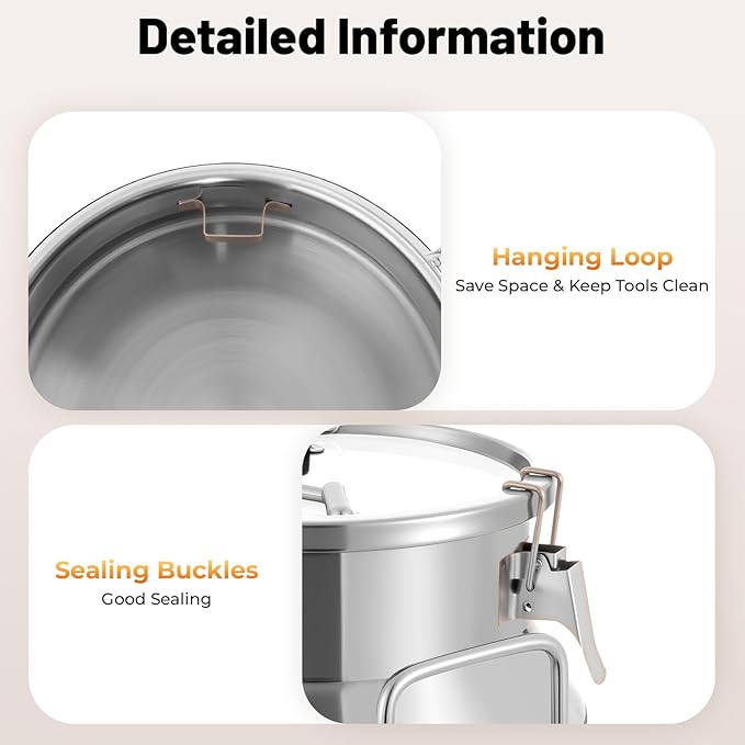 20L/5.3Gallon Stainless Steel Milk Can Wine Pail Bucket Water Jug Liquid Storage Pail w/Lid Commercial Fermentation Barrel Heavy Duty Liquid Storage Kitchen Rice Cereal Grain Coffee Bean Container
