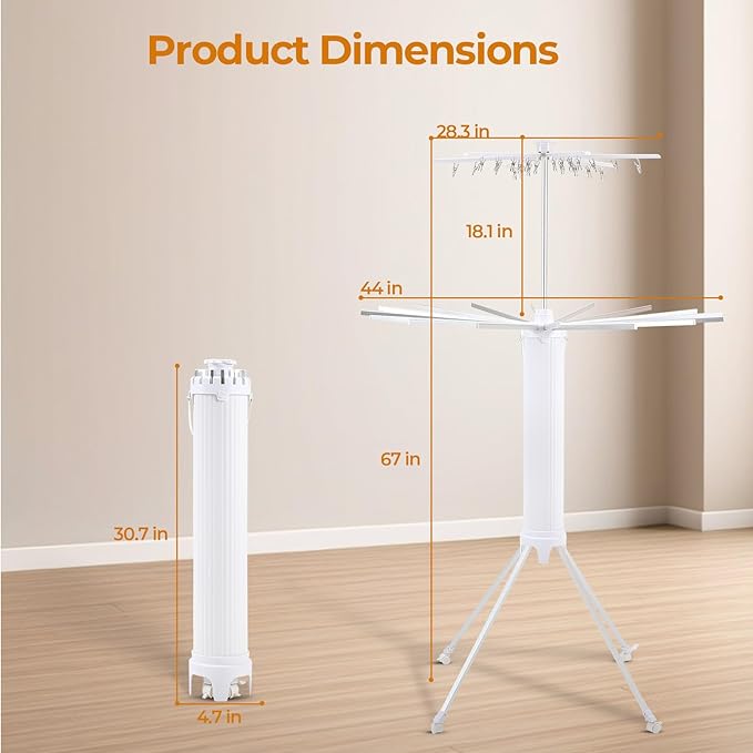 Dollate 4-Legged Clothes Drying Rack Foldable,2 Tier Portable and Collapsible Space Saving Laundry Drying Rack with 4 Pulleys,Aluminum Dry Rack for Clothes