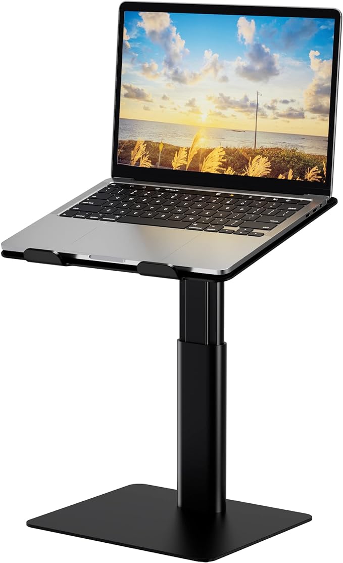 BESIGN LSX6 Computer Holder Stand, Ergonomic Adjustable Notebook Riser for Standing Work, Compatible with Air, Pro, Dell, HP, Lenovo More 10-14" Laptops, Black