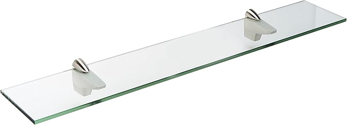 Spancraft Glass F-8x27-Brushed Steel Falcon Glass Shelf, Brushed Steel, 8" x 27"