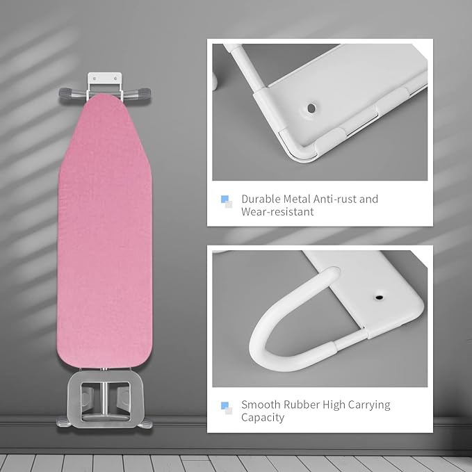 BiJun Ironing Board Holder Wall Mount, Ironing Board Hanger with 5 Inch Length, Iron Board Hook Wall Mount for Laundry Rooms (White)