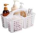 JiatuA Portable Shower Caddy Basket with Compartments Cleaning Supplies Organizer with Handle Plastic Storage Divided Tool Bin for Bathroom, Bedroom, Kitchen, College Dorm, Garden, Under Sink, White
