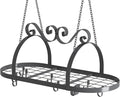 33" Pots and Pans Hanging Rack, Heavy-duty Metal Pan Rack Hanger Organizer with Hooks, Hanging Pot Rack Ceiling Mount for Kitchen Cookware Utensils Toiletries