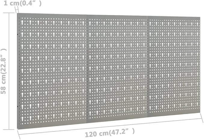 Wall-Mounted Peg Boards 3 pcs 15.7"x22.8" Steel 145349