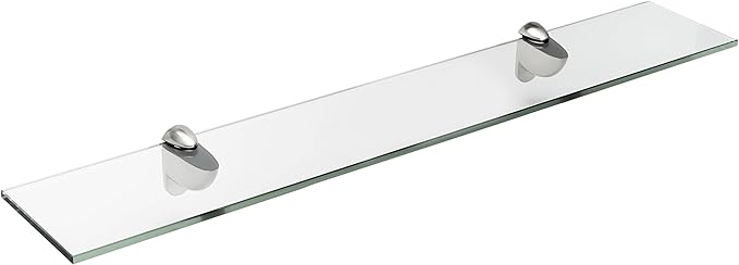 Spancraft Glass H-12x24-Brushed Steel Heron Glass Shelf, Brushed Steel, 12" x 24"