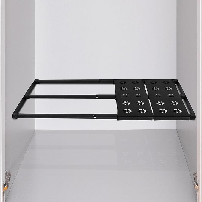 Expandable Closet Shelf, 16-53 Inches Metal Closet Rod Organizers and Storage Shelves Space Saving DIY Divider Separator for Cabinet Wardrobe