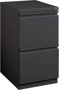 20 Inch Deep Metal Mobile Pedestal File 2 Drawer File-File with Full Width Pull, for Home and Office, Holds Letter Width Hanging Folders, Charcoal