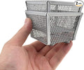 HAHIYO Stackable Paper Clip Mesh Holder cup 2.2" Height 2 Pack Silver Sturdy PaperClip Holder Container for Desk Drawer Organizer Collection for Home Office School Soft Foam Feet No Sharp Edges