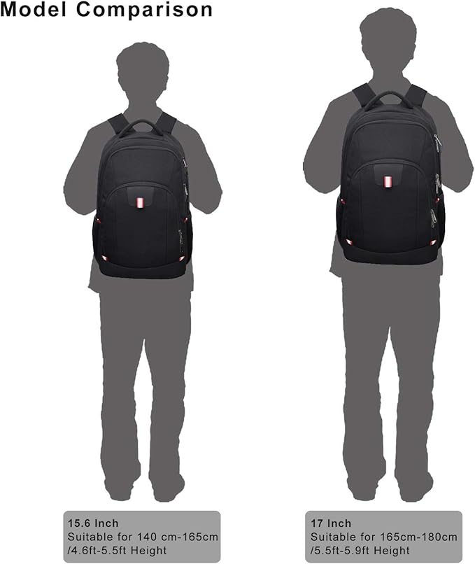 Della Gao Travel Laptop Backpack, Black Backpack for Men and Women with USB Slit Business Computer Back Pack (Black, 15.6 Inch)